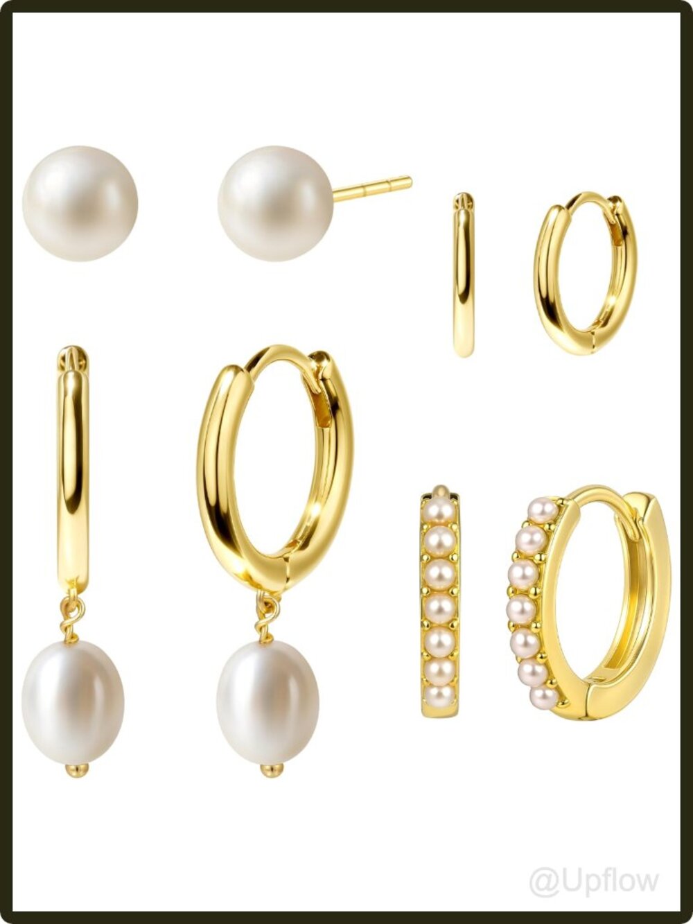 Women's Gold Plated Huggie Hoop Earrings Set Hypoallergenic Lightweight